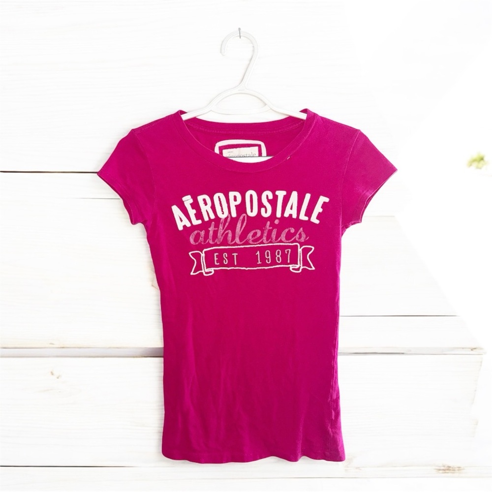 Aeropostale Athletics 1987 Hot Pink Graphic Tee Shirt, size XS Women's/Juniors